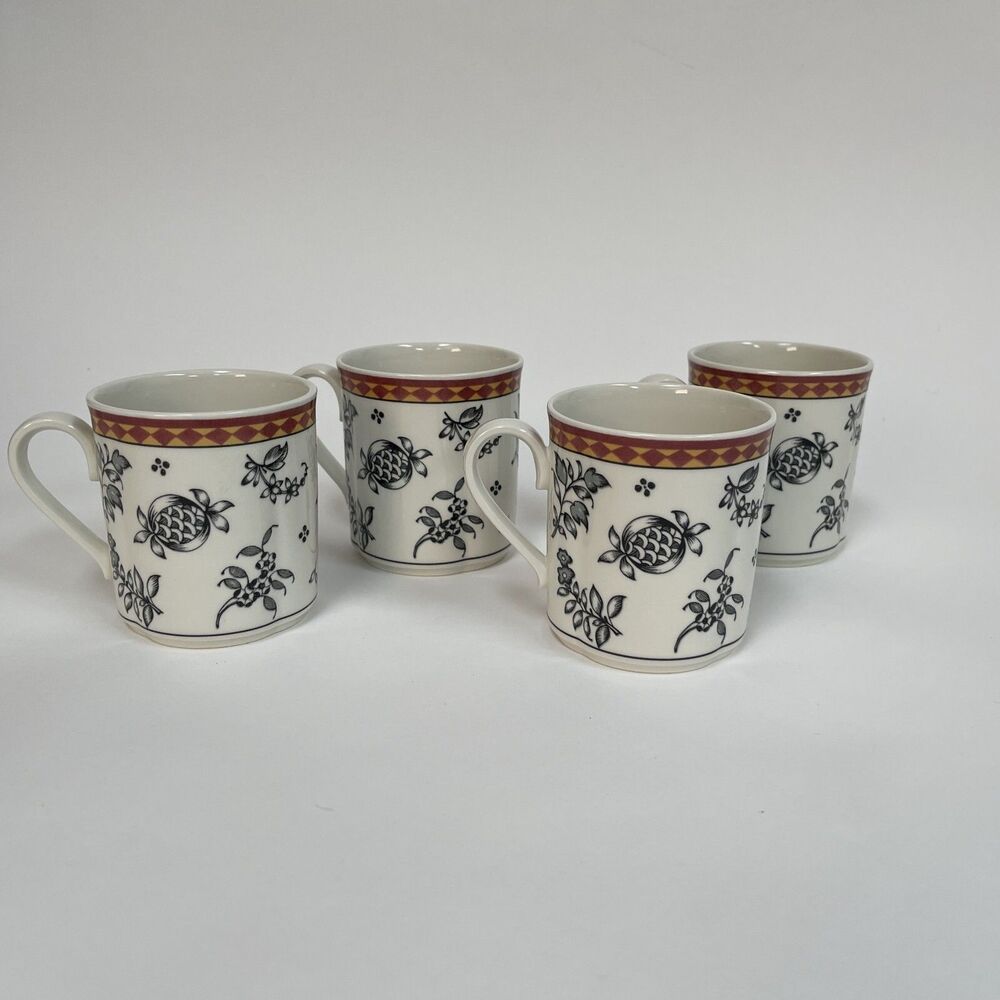 Villeroy & Boch Simla Switch Plantation Cups‎ Leaves Floral 3 3/8" Lot of 4